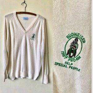 RARE 1987 Budweiser Help Special People Pro AM Sweater Vintage Budweiser Shirt